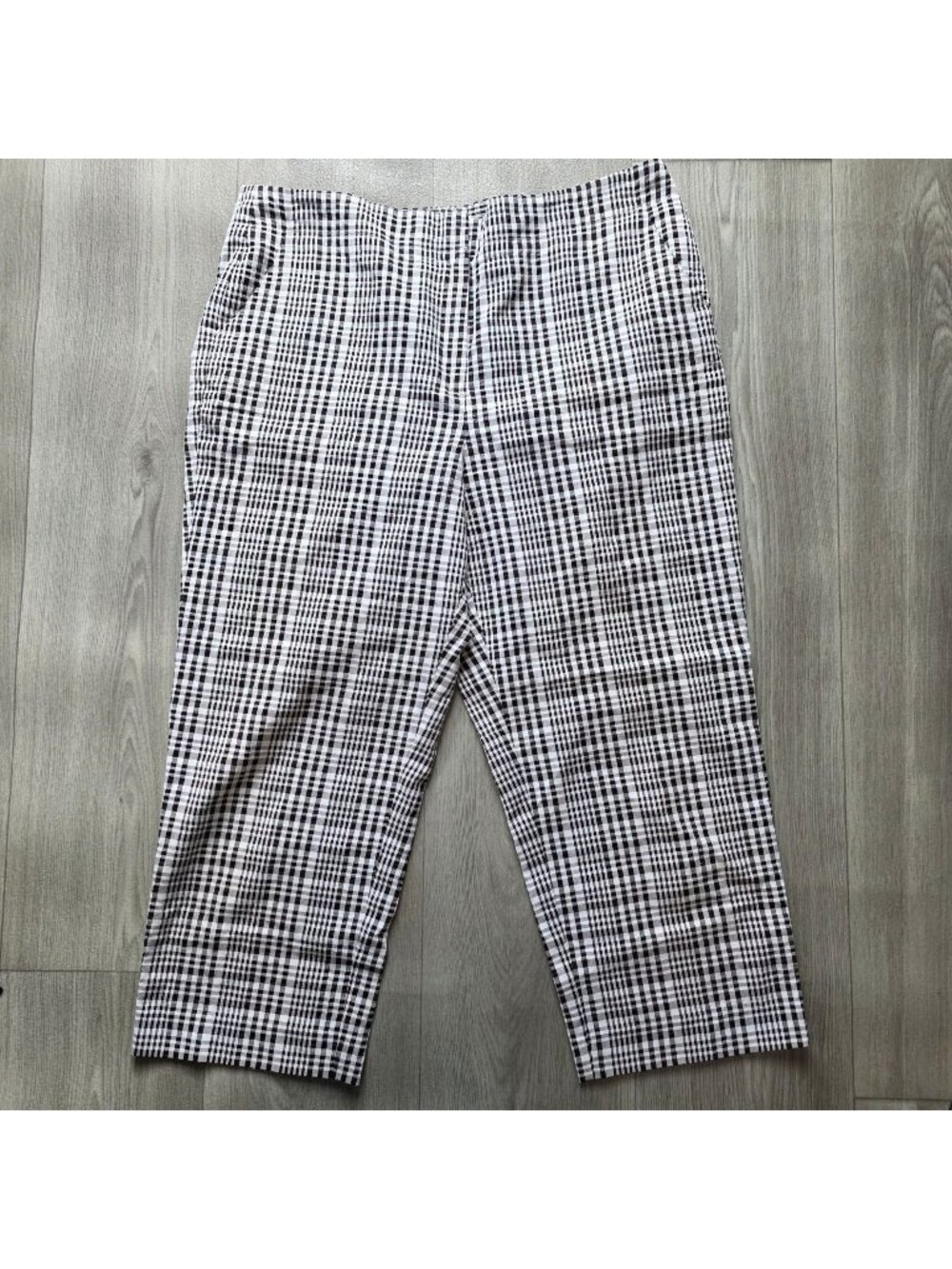 Talbots Womens Black & White Plaid Stretch Pants Size 14